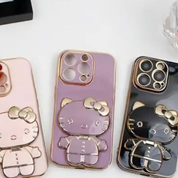 Hello Kitty Rotatable Folding Phone Stand Mirror - PINK - Picture 3 of 5